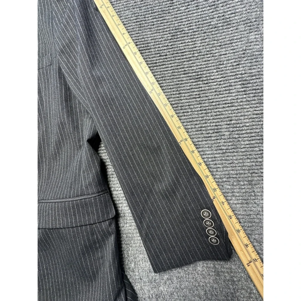 Nautica Suit‎ Jacket Mens 46 Gray Pinstripe 2 Button Blazer Stretch Business